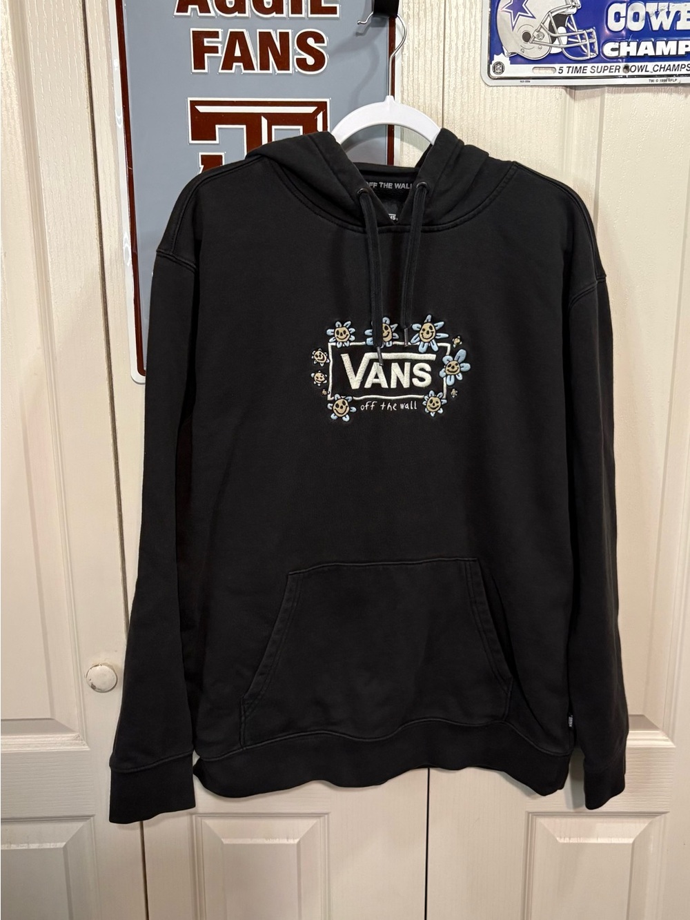 Vans Black Hoodie with Floral Logo